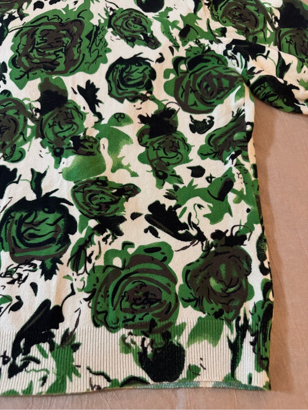 Harolds Green Rose Print 3 Button Cardigan Size XS Cotton Blend with Stretch - Picture 9 of 9